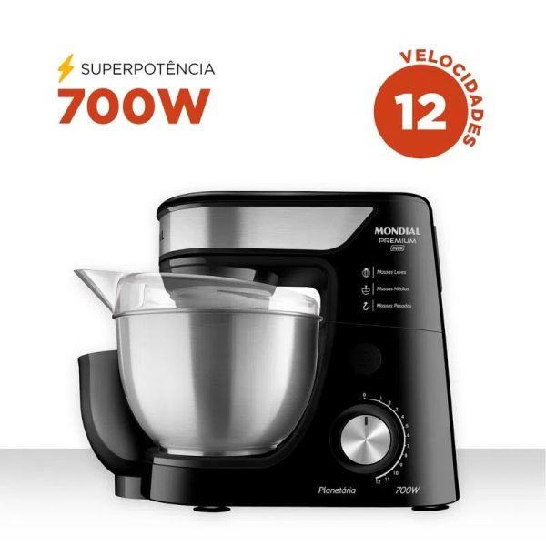 TUPI S A BATIDORA PLANETARIA MONDIAL 700W BLACK PREMIUM INOX