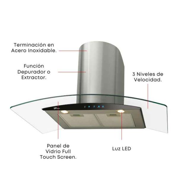 Tupi S A Campana De Pared Fischer Cm Talent Touch Inox C Vidrio