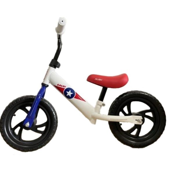 BICICLETA CALOI BALANCE ARO 12 BLANCO C/ AZUL Y ROJO