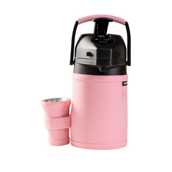 TERMO TERERE INDIO 1.9 LT FORRADO EN SIMIL CUERO PREMIUM ROSA BEBE