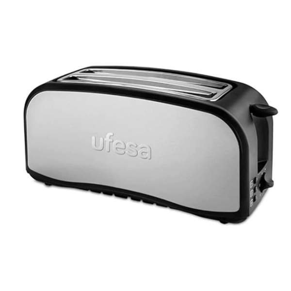 Tostadora  Ufesa Duo Plus Delux, 1400W, 2 ranuras largas, 7 niveles de  tostado, Descongelar, Inox