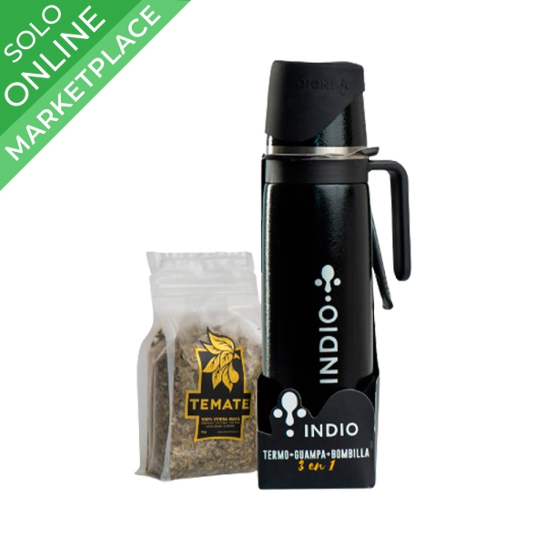 COMBO TERMO STANLEY 1lt NEGRO + MATE STANLEY + BOMBILLA DE REGALO