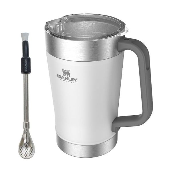 TERMO + BOMBILLA STANLEY (KIT TERERE) CLASSIC PITCHER 1.89L BLANCO