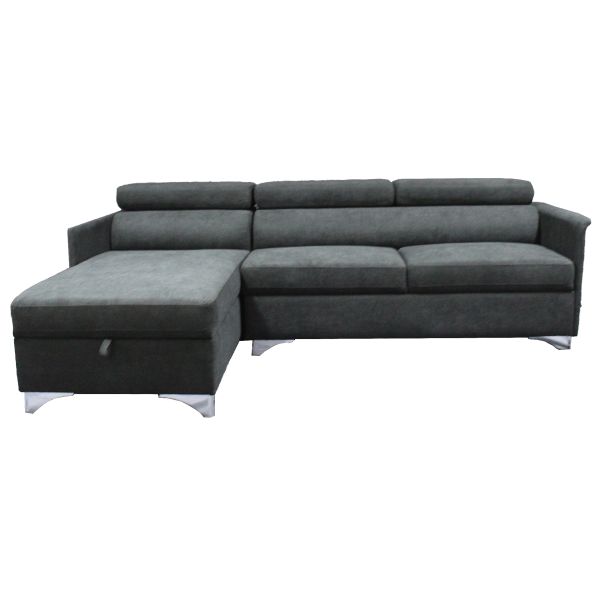 SOFA COUFA 2 CUERPOS + SECCIONAL CON BAUL TELA GRIS OSCURO 818 J6248-19