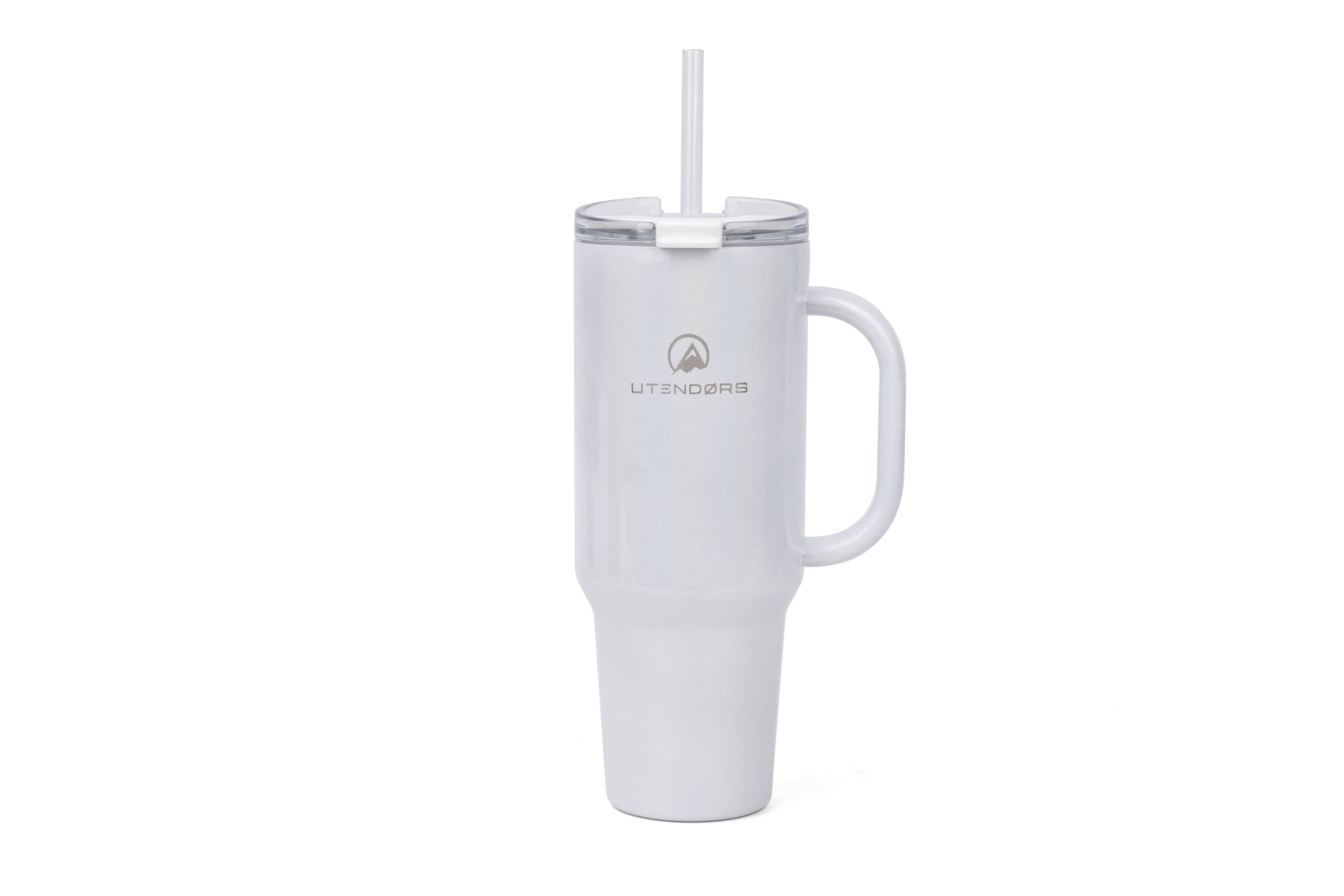 VASO TUMBLER 1.2L. CON PAJITA REFLECTIVO BLANCO UTENDORS DA-111S-IRW