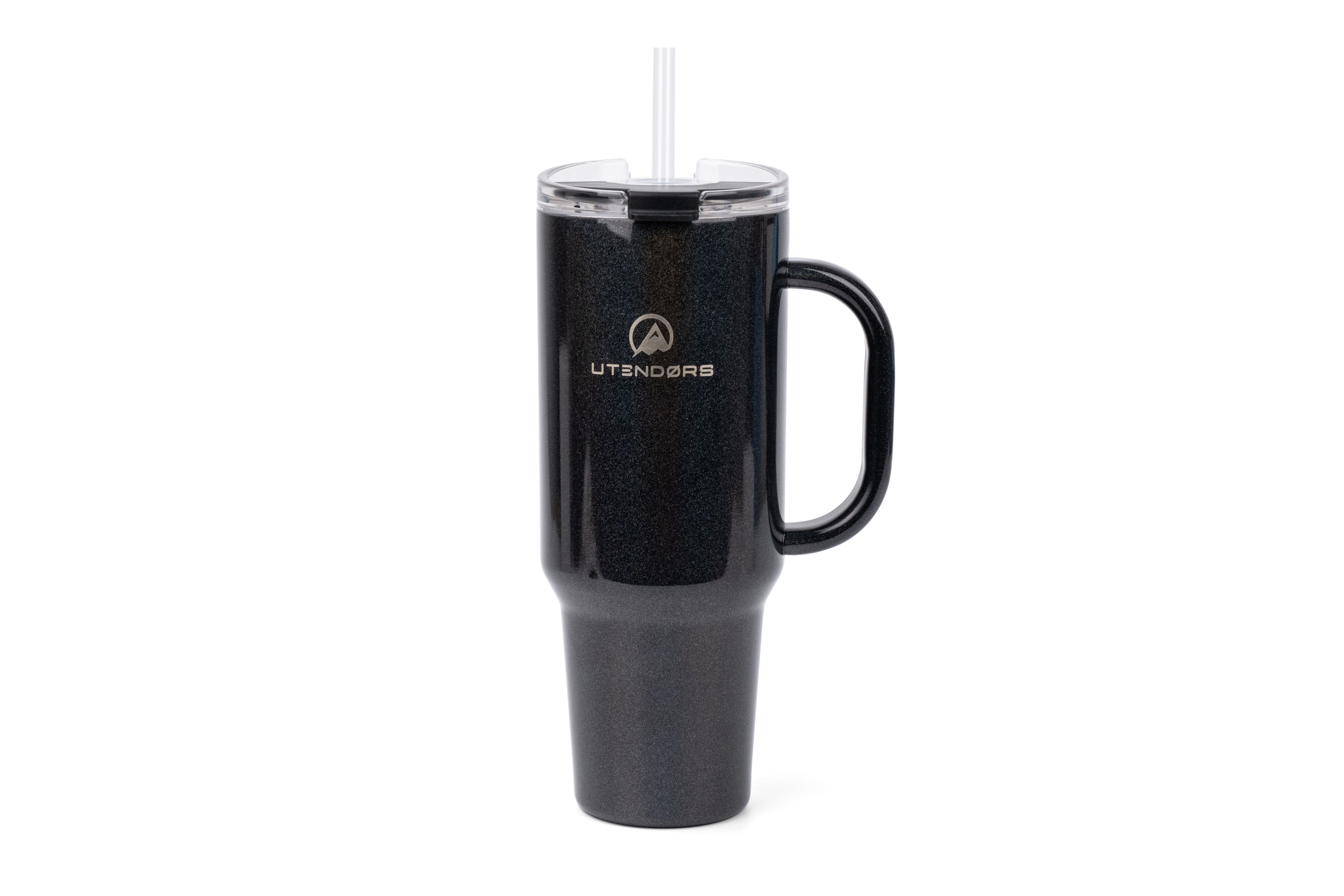 VASO TUMBLER 1.2L. CON PAJITA REFLECTIVO NEGRO UTENDORS DA-111S-IRB