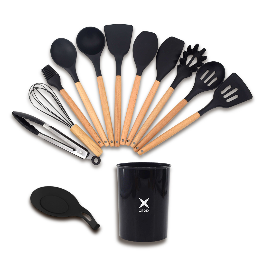 SET UTENSILIOS DE COCINA CROIX X13 PCS NEGRO