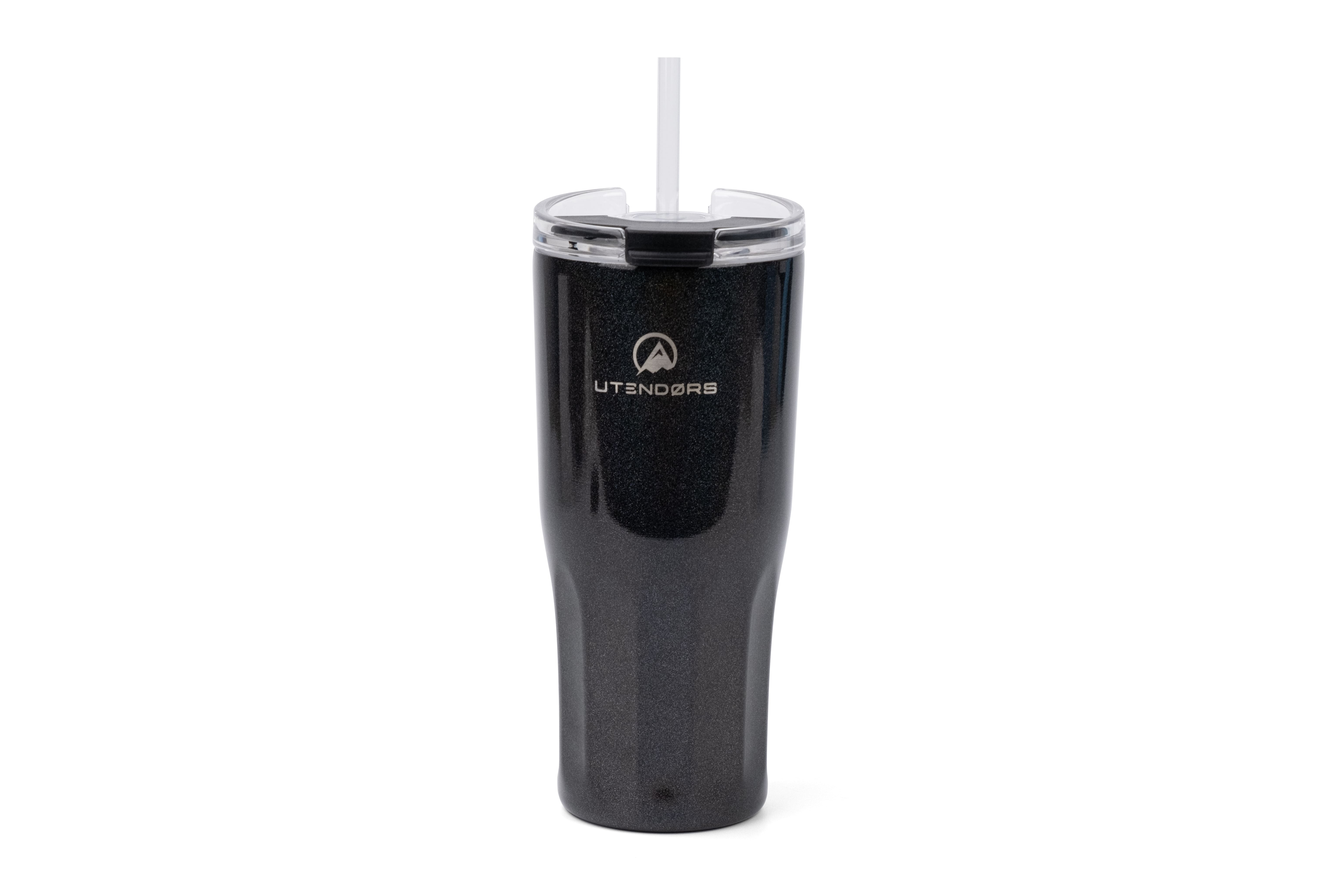 VASO ANTIDERRAME 600ML. CON PAJITA REFLECTIVO NEGRO