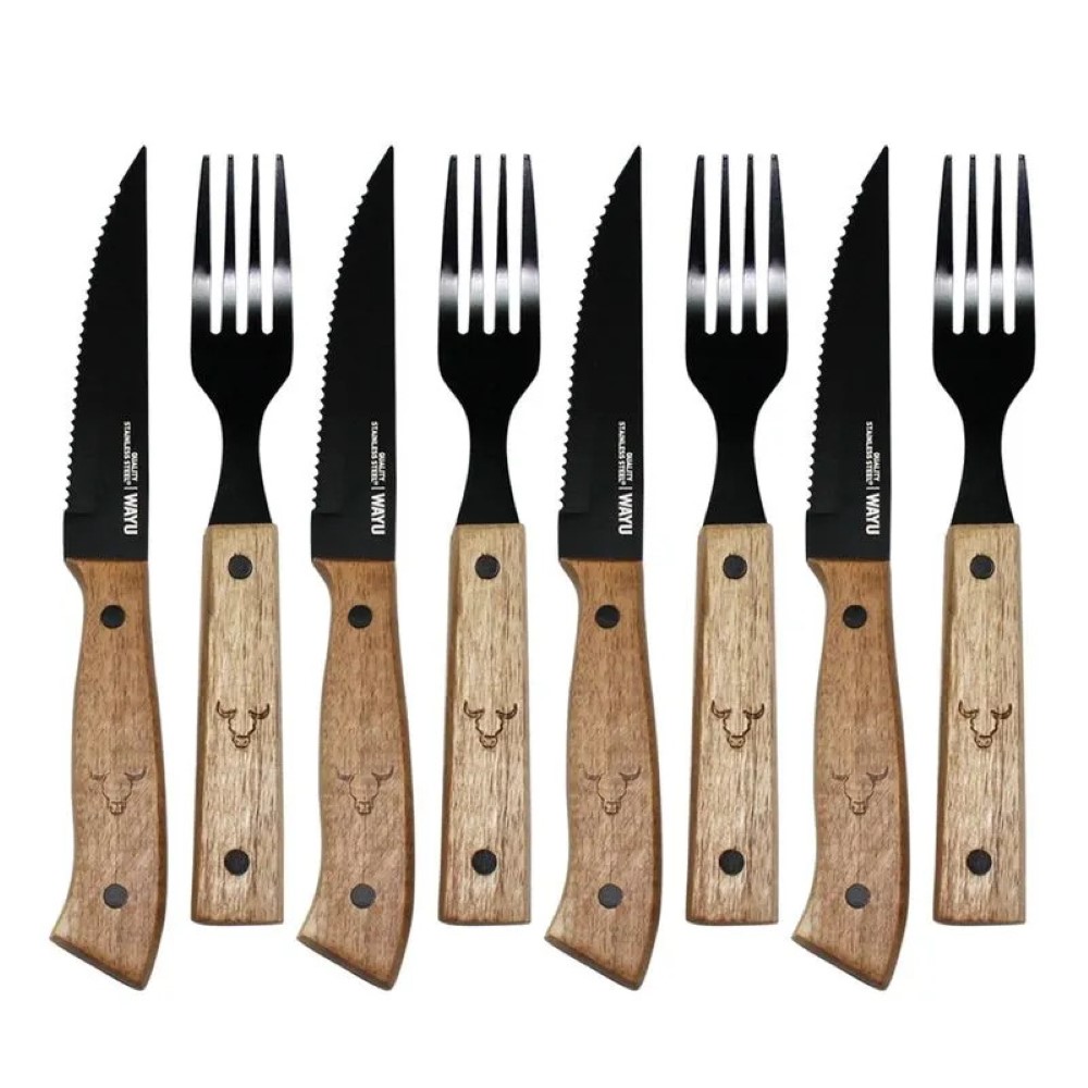 SET CUCHILLOS Y TENEDOR PRM 8 PIEZAS WAYU